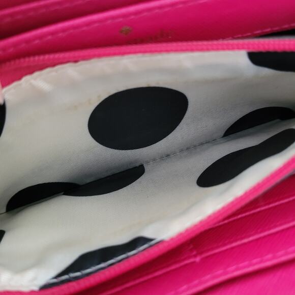 Kate Spade Wallet Clutch Accordion Geniue Cow Saffiano Leather Zip Around Pink - Picture 8 of 13